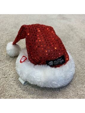 Small breed dog Christmas Santa light-up flashing sparkly sequin hat